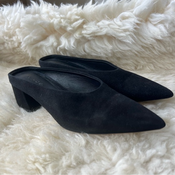 Vince Ralston Suede Pointy Toe Mule Black Size 6 - Picture 9 of 11